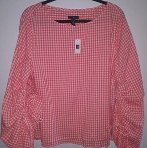 NEW Red & White Checkered GAP Top Women's Blouse